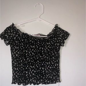 Black Floral Crop Top